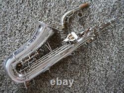 Buescher 400 Top Hat and Cane Alto Saxophone Silver Plated with Nortons/Snaps