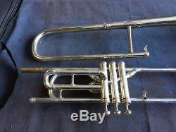 CONN VALVE TROMBONE SIlVER PLATE ENGRAVED BELL GOLD WASH BELL