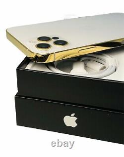 CUSTOM 24K Gold Plated Apple iPhone 12 Pro 128 GB Silver Unlocked CDMA GSM