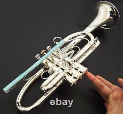 Concert streamline Silver Plated Trumpet C Key HORN Monel Piston Include Case