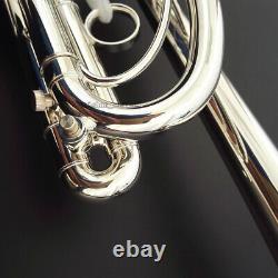 Concert streamline Silver Plated Trumpet C Key HORN Monel Piston Include Case