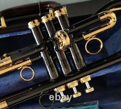 Customized Black nickel 24K Gold plating Trumpet Professional Bb horn NEW
