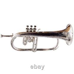 FLUGELHORN CHROME FINISH BB WithCASE GREAT SOUND BRASS MADE FREE SHIPPING