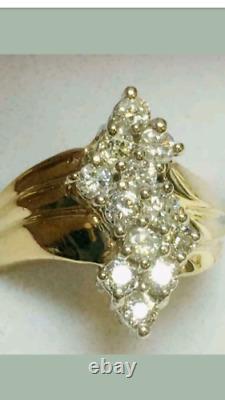 Genuine Moissanite 2Ct Round Women's Cluster Ring 14K Yellow Gold Silver Plated