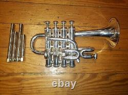 Getzen Eterna 940S Bb/A 4-Valve Silver Piccolo Trumpet With 4 Leadpipes