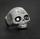 Halloween Men's 4ct Black/white Sim Diamond Skull Head Ring 14k White Gold Over