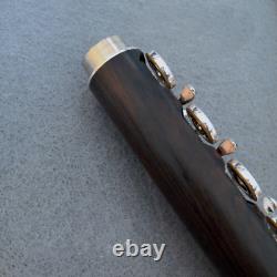 Handmade Professional Ebony Wood Flute 17 Hole Silver Key B Foot withCase 2021 NEW