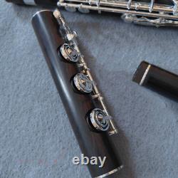Handmade Professional Ebony Wood Flute Silver Key B Foot withCase 2021 NEW