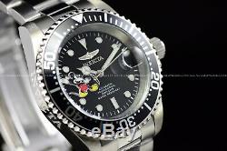Invicta 40mm Disney Limited Ed. Pro Diver Black Silver Micky Mouse Auto Watch