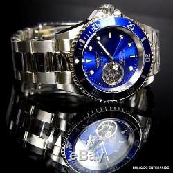 Invicta Blue Pro Diver Open Heart Skeleton Automatic Stainless Steel Watch New