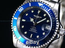 Invicta Men Original Coin Edge PRO DIVER NH35 Automatic Silvertone SS Blue Watch
