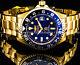 Invicta Men Pro Diver Automatic Black Blue Dial 18kt Gold Plate Bracelet Watch