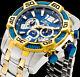 Invicta Men Pro Diver Scuba Blue 18k Gold Plated Dial Two Tone Polished Watch