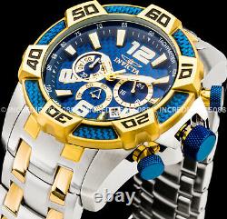 Invicta Men PRO DIVER SCUBA Blue 18K Gold Plated Dial Two Tone POLISHED Watch