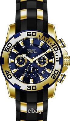 Invicta Men's Pro Diver Chrono 100m Gold Plated Case Black Silicone Watch 22313