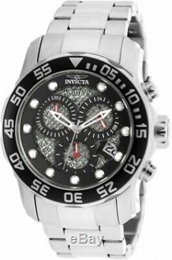 Invicta Men's Watch Pro Diver Chrono Black Dial Stainless Steel Bracelet 19836