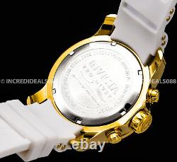 Invicta Mens Pro Diver SCUBA Chronograph 18Kt Gold Silver Dial White Strap Watch