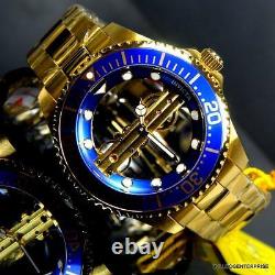 Invicta Pro Diver Ghost Bridge 47mm Gold Plated Steel Mechanical Blue Watch New