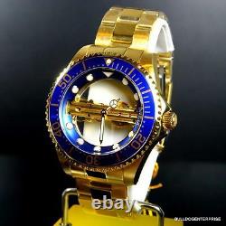 Invicta Pro Diver Ghost Bridge 47mm Gold Plated Steel Mechanical Blue Watch New