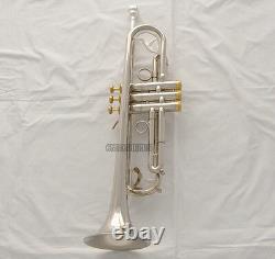 JINBAO Silver Nickel Plated Trumpet Bb Horn Monel Valves With Case 2 Mouthpiece