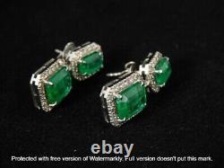 Lab Created Emerald 4.00Ct Emerald Dangle Earring's 14K White Gold Silver Plated