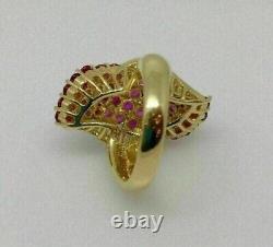 Lab Created Red Ruby 2Ct Round Cut Engagement Ring 14K Yellow Gold Silver Plated