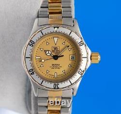 Ladies Tag Heuer 2000 2-tone 18K Gold plate & SS Professional watch Gold Dial