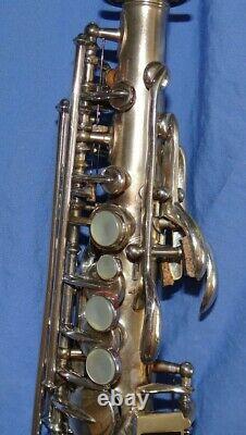 Late Model Buescher Curved Bb SILVER PLATED Soprano Sax with original case