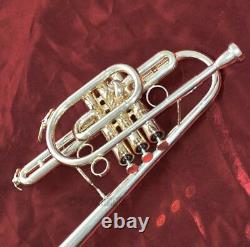 Marching Trumpet Monel Piston Bb Silver Plated Horn With Case Free shipping