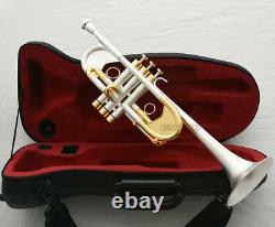 Matte Silver Professional Heavy C Trumpet horn Monel Valve WithCase