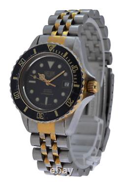 Midsize 32mm (Pre-Tag) Heuer Black Professional 1000 Two Tone Watch Ref 980.019