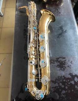 NEW Pro Baritone saxophone Eb Sax Gold Body Silver Plated Key Low A With case