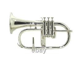 New Flugel Horn Pitch Valve Nickle Bb Silver Free Case & Mouth Piece