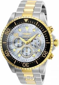 New Mens Invicta 22038 Pro Diver Chronograph MOP Dial Two Tone Bracelet Watch