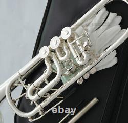 New Pro Rotary Trumpet Horn Silver Plated Upper Register Harmonic Key 132.00mm