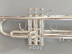 Nice Silver Plated Bach Stradivarius Model 37 Professional Trumpet w Bach Case