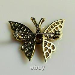 Oval Simulated Red Ruby Butterfly Shape Event's Brooch Pin 14KYellow Gold Plated