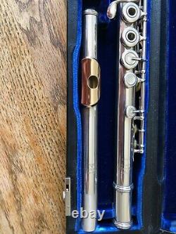 POWELL PROFESSIONAL HANDMADE SILVER FLUTE Gold lip plate, #1875 made in 1958