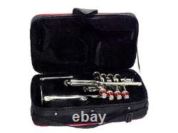 Piccolo Trumpet 4 Valve Professional Silver Piston Horn Bb/A Lead pipe M/P YUKC1