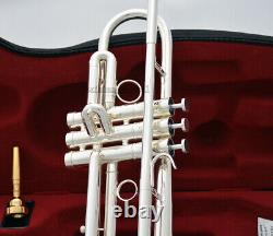 Prof Silver Plated Trumpet horn monel piston 127mm Bell Two mouthpiece