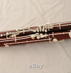 Prof new Maple Wooden Bassoon Silver Plated Keys C Tone 2 Bocals With Case