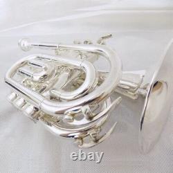 Professional Bb Pocket Trumpet Horn Silver Plated With Case And Mouthpiece