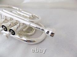 Professional Bb Pocket Trumpet Horn Silver Plated With Case And Mouthpiece