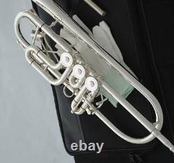 Professional Bb Rotary Trumpet Silver Plated 1st/3rd valve trigger + Soprano Key