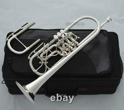 Professional Bb Rotary Trumpet Silver Plated 1st/3rd valve trigger + Soprano Key