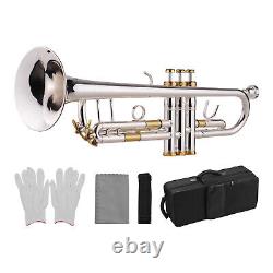 Professional Bb Trumpet Outfit Silver Plated Surface with Strap Carry Case B8V1