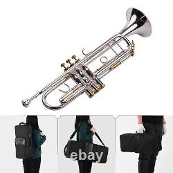 Professional Bb Trumpet Silver Plated Surface + Mouthpiece Strap Carry Case L1A3