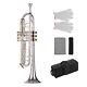 Professional Bb Trumpet Silver Plated Surface Wind Instrument With Case T7g9