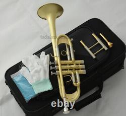 Professional Bb Turn C Trumpet Brushed Brass Horn Cupronickel Tuning pipe