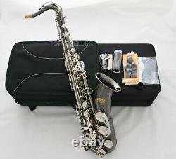 Professional Black Silver Nickel Tenor sax Saxophone High F# With Case